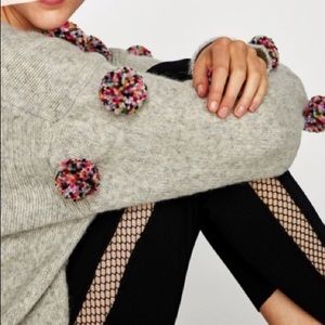 Zara Black Fishnet Mesh Side Panel Leggings Size M Goth Streetwear